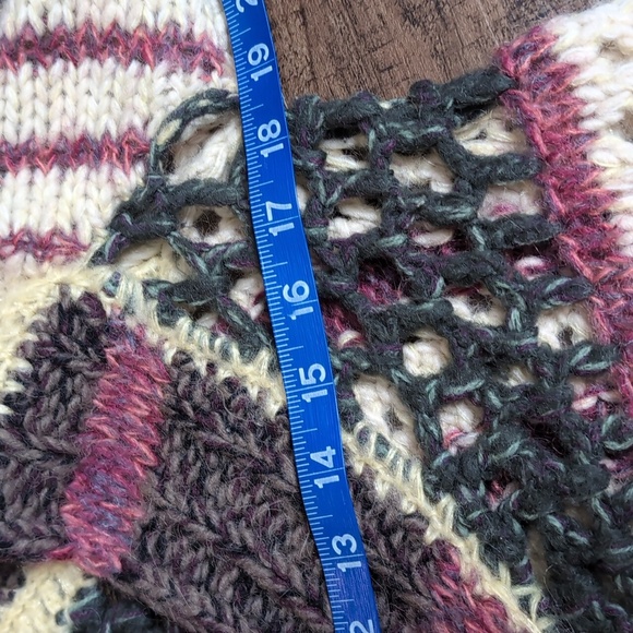 Diesel Alpaca Mohair Wool Blend Patchwork Loose Knit Wrap Sweater Size Large - Picture 9 of 10